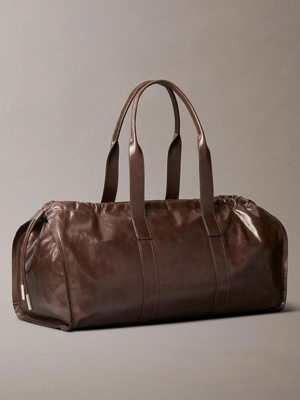 Rare Calvin Klein Studio Exhibit Women's Leather Duffle Bag In Dark Brown Purse